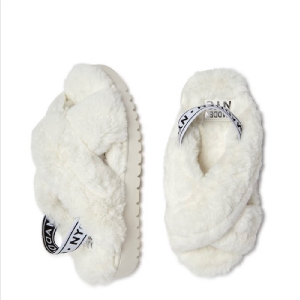 Madden NYC Women’s Faux Fur Crossband Platform Shoes